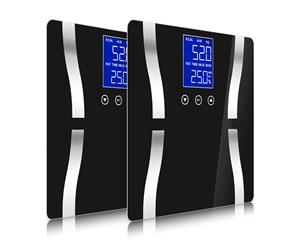 SOGA 2x Digital Body Fat Scale Bathroom Scales Weight Gym Glass Water LCD Electronic Black