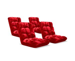 SOGA Floor 4x Recliner Folding Lounge Sofa Futon Couch Folding Chair Cushion Red