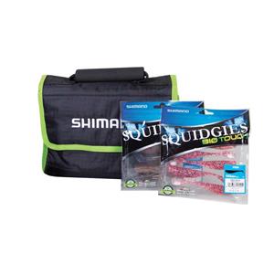 Shimano Tackle Wallet With 2 packets of Squigies Bio Soft Plastics