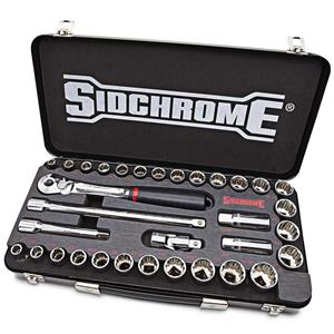 Sidchrome 33 Piece 1/2inch Drive Metric A/F Socket Set SCMT14133BK