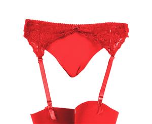 Silky Womens/Ladies Narrow Lace Suspender Belt (1 Pair) (Red) - LW341