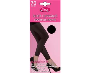 Silky Womens/Ladies Opaque 70 Denier Footless Tights (1 Pair) (Black) - LW176