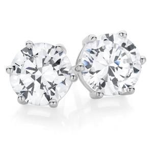 Silver 9mm Cubic Zirconia Claw Studs