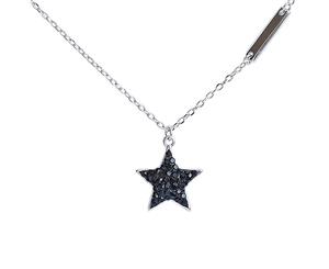 Simple Star Rhinestone Pendants Necklace - Black