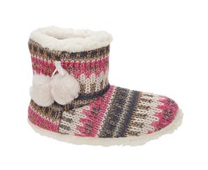 Slumberzzz Womens/Ladies Christmas Boot Slippers (Pink/Gold) - SL726