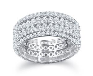 Sterling 925er Silber Micro Pave Ring - FIVE ROW - Silver