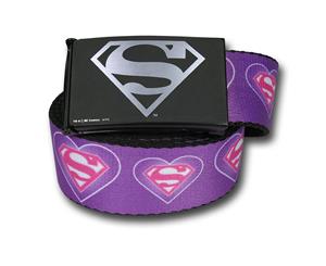 Supergirl Symbol & Hearts Adult Web Belt