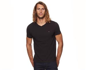 Tommy Hilfiger Men's Flag V-Neck Tee / T-Shirt / Tshirt - Black