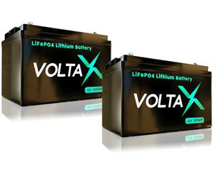 VoltaX 12V 2x 105Ah Lithium Iron Battery LiFePO4 Deep Cycle Recharge Solar Caravan