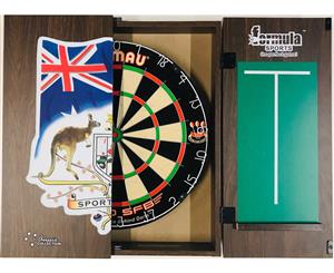 WINMAU PRO SFB Bristle Dart Board Set Sports Bar Cabinet with 6 Darts