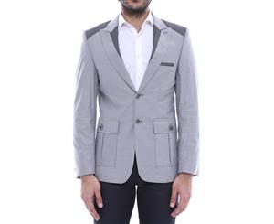 Wessi Slimfit Pointed Collar Garnished Gray Jacket