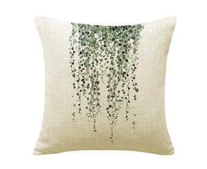 Willow Leaf Green Plants Cotton Linen Cushion Cover
