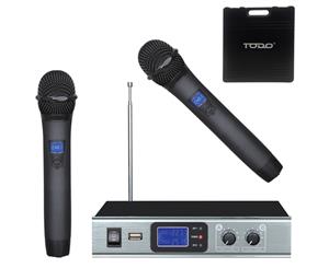 Wireless Microphone Vhf Dual Channel Twin Mic Case Tc-Hh28A