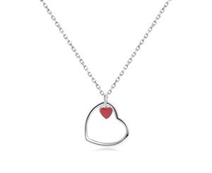 s925 Silver Hollow Heart Love Pendant Necklace