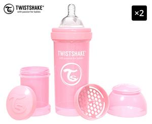 2 x Twistshake Anti-Colic 260mL Baby Bottle - Pastel Pink
