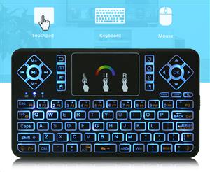 2.4Ghz Mini Wireless Keyboard Touchpad Combo Rechargeable 7 Led Mobile Pc - Black