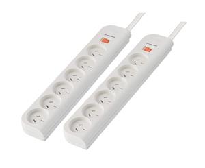 2PK Belkin 6 Outlet Socket/Ports Power Board Surge Protector 2m Cord/Cable White