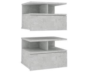 2x Floating Nightstand Concrete Grey Chipboard Bedside Cabinet Table