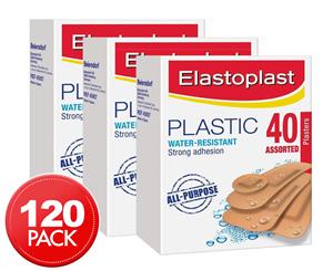 3 x 40pk Elastoplast Water-Resistant Assorted Plastic Plasters