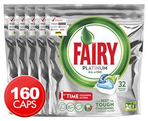 5 x 32pk Fairy Platinum All-In-One Dishwashing Capsules