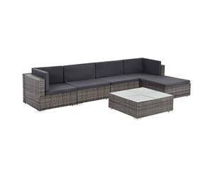 6 Piece Garden Lounge Set with Cushions Poly Rattan Grey U-shape Sofa