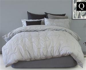 Ardor Maze Embellished Queen Bed Quilt Cover Set - Grey