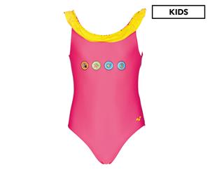 Arena Girls' Water Tribe Crown Caps One Piece - Freesia Rose/Lily Yellow