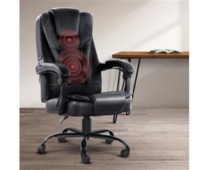 Artiss Massage Office Chair Gaming PU Leather Recliner Computer Chairs Black
