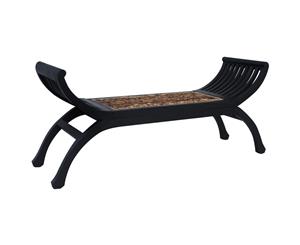 Bench 120cm Dark Brown Abaca Living Room Hallway Seat Foot Stool Chair