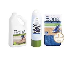 Bona Stone Tile Laminate Floor Cleaner 2.5L Bottle/850ml Refill/Cleaning Pad