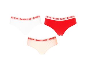 Brave Soul Womens/Ladies Babes Club Slogan Hipster Briefs (Pack Of 3) (Pink/White/Red) - 125