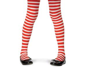 Child Christmas Theme Striped Tights Costume Accessory Red White