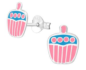 Children's Sterling Silver Colorful Cupcake Stud Earrings