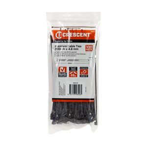Crescent 200 x 4.6mm Black Cable Tie - 100 Pack
