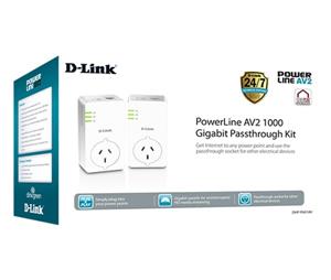 D-LINK DHP-P601AV Powerline AV2 1000Mbps Passthrough Ethernet Adapter Kit with Gigabit LAN Port