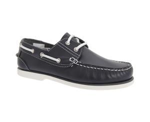 Dek Boys Leather Non Marking Moccasin Boat Shoes (Navy Blue) - DF764