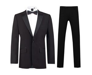 Dobell Mens Black 2 Piece Tuxedo Slim Fit Peak Lapel (46S Jacket with 40S Trousers)