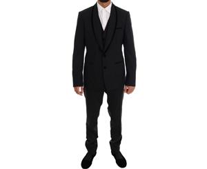 Dolce & Gabbana Black Wool Stretch Slim Fit 3 Piece Suit