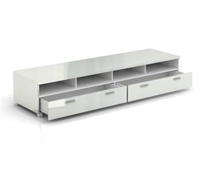 Elisha High Gloss Entertainment Unit Storage Cabinet 2-Drawer 4 Compartment Furniture Stand - White