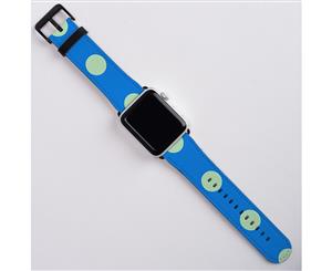 For Apple Watch Band (38mm) Series 1 2 3 & 4 Leather Strap Polka Dot Blue