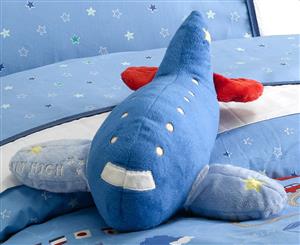 Freckles 36x35cm Stars Aeroplane Shape Cushion - Blue
