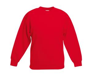 Fruit Of The Loom Childrens Unisex Set In Sleeve Sweatshirt (Red) - BC1366