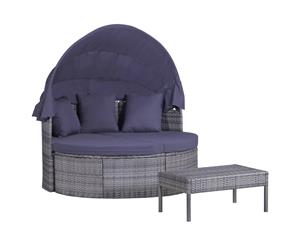 Garden Lounge Set Cushions Grey Poly Rattan Sofa Bed Tea Table Outdoor