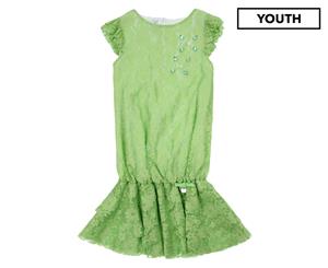 Gianfranco Ferr Girls' Rhinestone Ruffle Dress - Acid Green