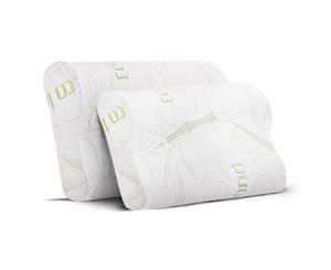 Giselle Bamboo Pillow Memory Foam Pillows Contour w/Cover Twin Pack Hotel Home