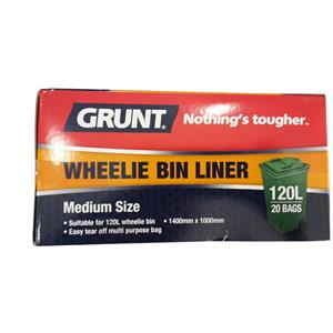 Grunt 120L Medium Wheelie Bin Liners - 20 Pack