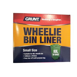Grunt 80L Small Wheelie Bin Liners - 50 Pack