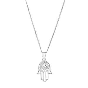 Hamsa Hand Pendant in Sterling Silver