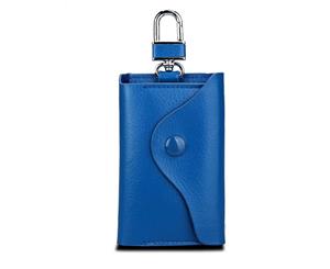 Leather Car Keychains/Cardholder - Blue