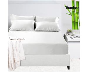 Luxury 400TC Bamboo Cotton Sateen Fitted Sheet Set White Queen  King  Mega Queen  Mega King  Carlifornia King Size Bed